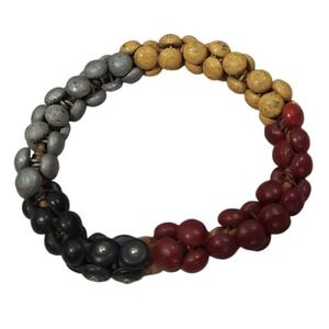 Multicolor Handmade Beaded Beads Bracelet Layered Corded 2.75" Opening Boho‎